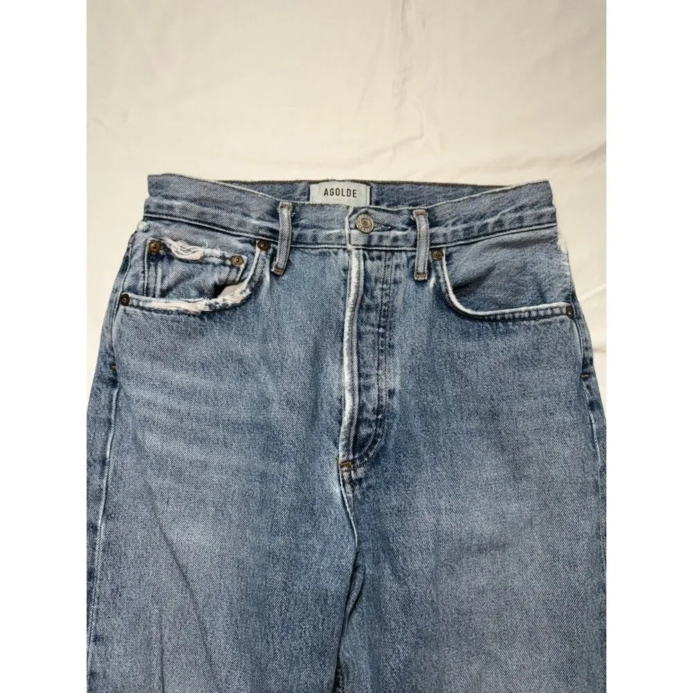 AGOLDE 90's High-Rise Distressed Straight Leg Jeans A154B-1141- Size 25 GUC